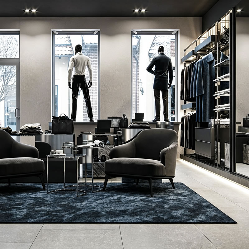 Bespoke Mens Clothing Store Fixtures Retail Displays Solutions - Miland Showcase Bespoke Mens Clothing Store Fixtures Retail Displays Solutions - Miland Showcase