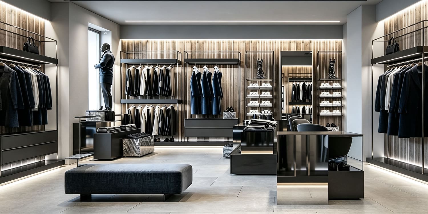 Bespoke Mens Clothing Store Fixtures Retail Displays Solutions - Miland Showcase Bespoke Mens Clothing Store Fixtures Retail Displays Solutions - Miland Showcase