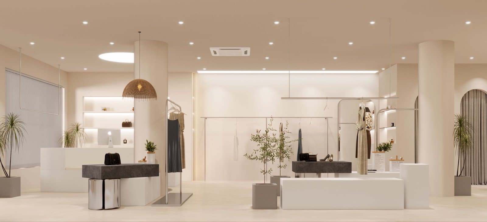 Bespoke Cream Style Clothing Store Fixtures & Retail Display Solution - Miland Showcase Bespoke Cream Style Clothing Store Fixtures & Retail Display Solution - Miland Showcase