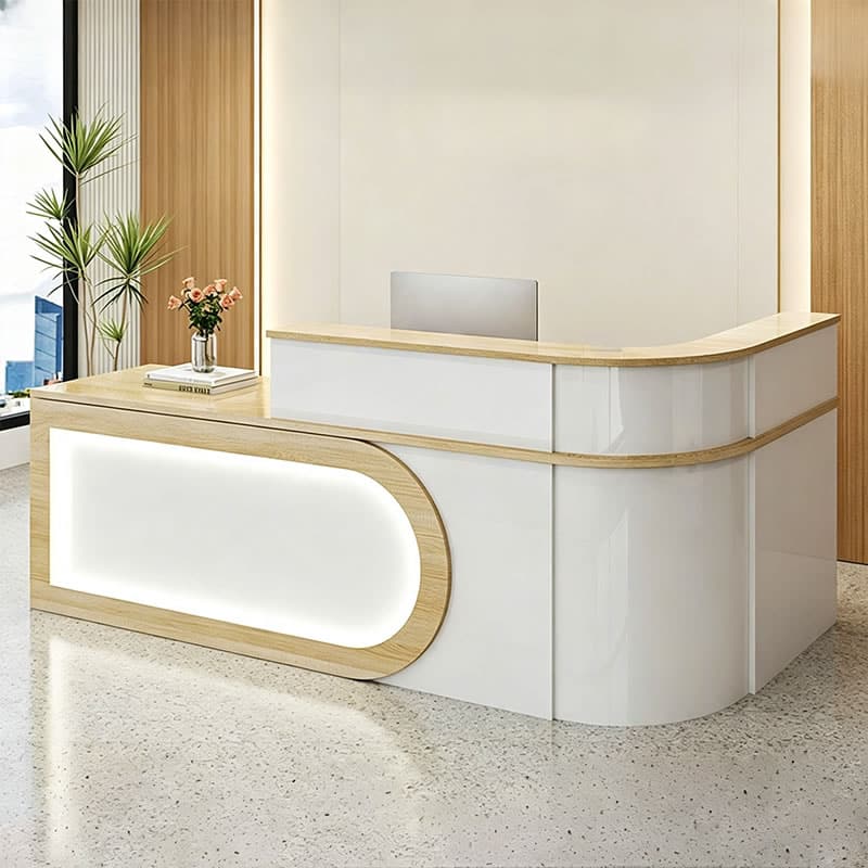 Commercial L-Shaped Curved Cashier Counter & Desk - Miland Showcase Commercial L-Shaped Curved Cashier Counter & Desk - Miland Showcase