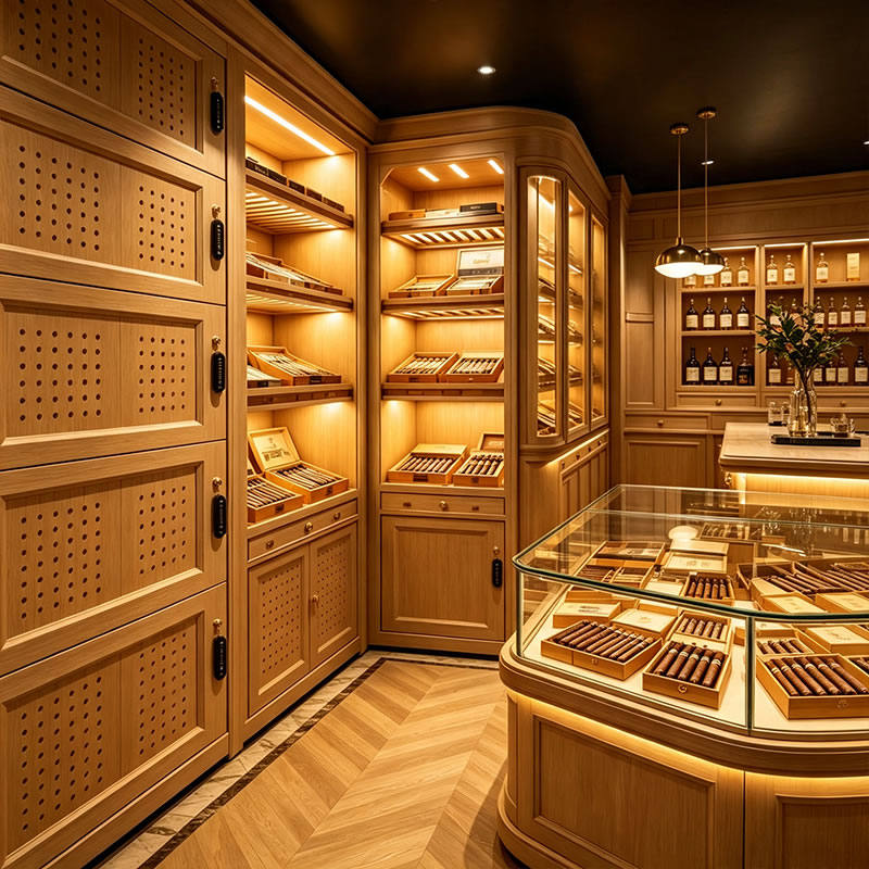 Custom Luxury Cigar Showcase & Display Cabinet with Glass Island - Miland Showcase Custom Luxury Cigar Showcase & Display Cabinet with Glass Island - Miland Showcase