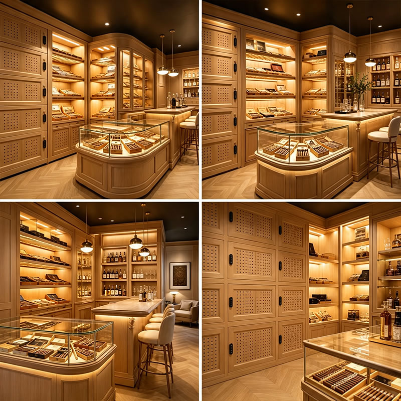 Custom Luxury Cigar Showcase & Display Cabinet with Glass Island - Miland Showcase Custom Luxury Cigar Showcase & Display Cabinet with Glass Island - Miland Showcase
