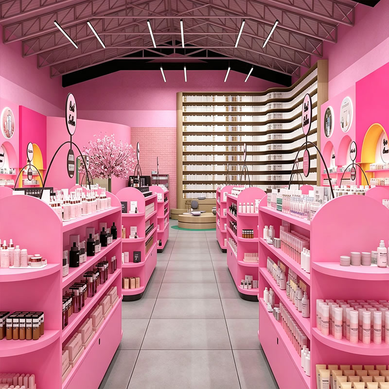 Custom Pink Cosmetics Store Fixtures & Experiential Makeup Display Showcases - Miland Showcase Custom Pink Cosmetics Store Fixtures & Experiential Makeup Display Showcases - Miland Showcase