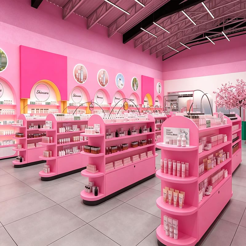 Custom Pink Cosmetics Store Fixtures & Experiential Makeup Display Showcases - Miland Showcase Custom Pink Cosmetics Store Fixtures & Experiential Makeup Display Showcases - Miland Showcase