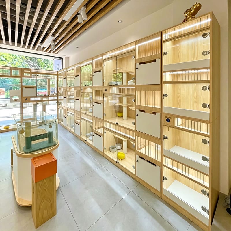 Custom Pet House Display Cabinet with UV Sterilization for Pet Shops - Miland Showcase Custom Pet House Display Cabinet with UV Sterilization for Pet Shops - Miland Showcase