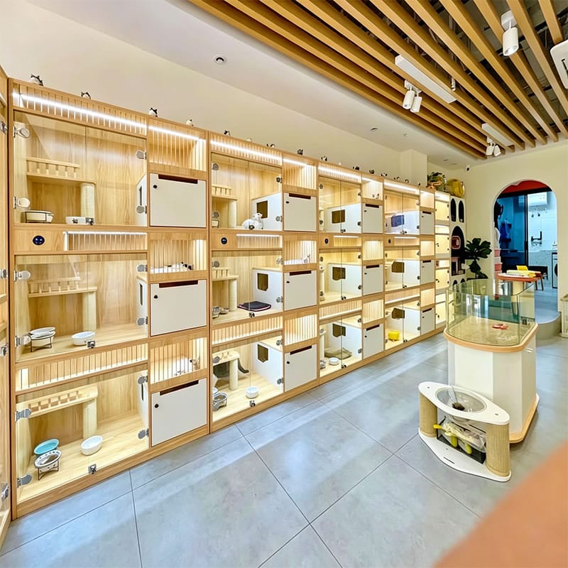Custom Pet House Display Cabinet with UV Sterilization for Pet Shops - Miland Showcase Custom Pet House Display Cabinet with UV Sterilization for Pet Shops - Miland Showcase