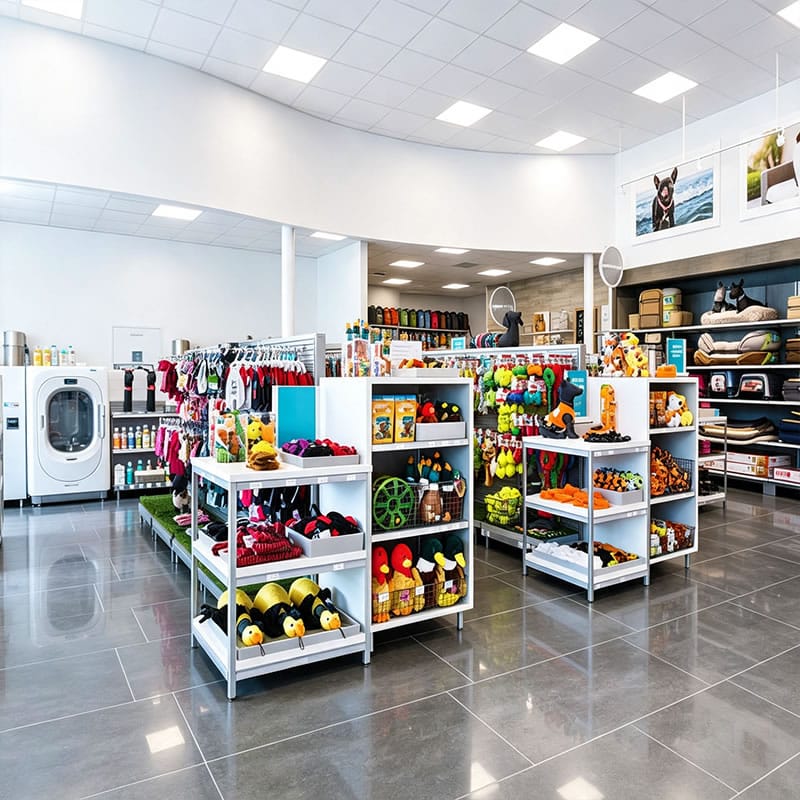Commercial Pet Store Gondolas & Wall Shelving System - Miland Showcase Commercial Pet Store Gondolas & Wall Shelving System - Miland Showcase