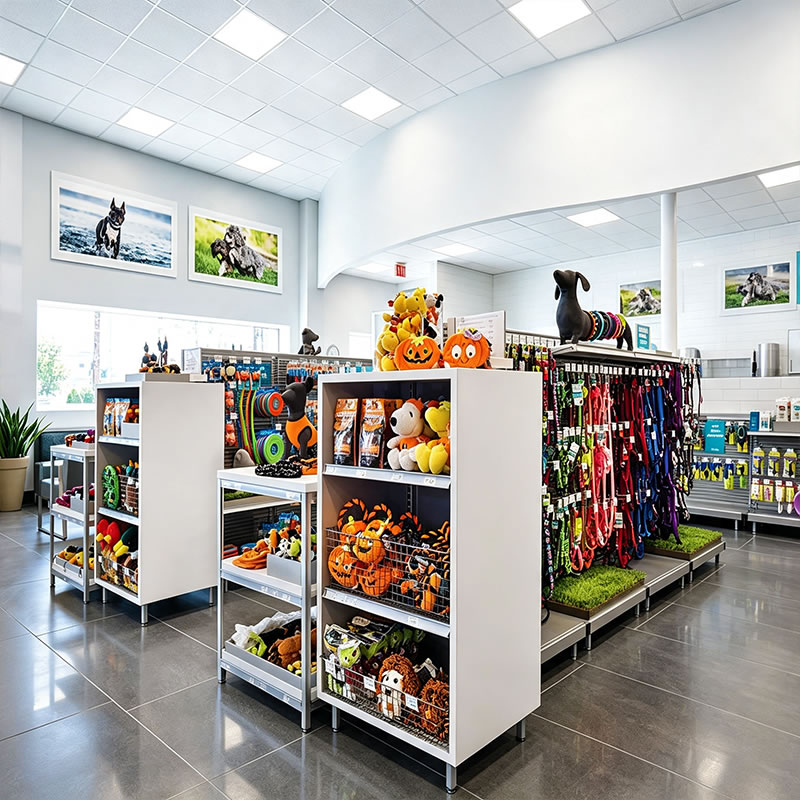 Commercial Pet Store Gondolas & Wall Shelving System - Miland Showcase Commercial Pet Store Gondolas & Wall Shelving System - Miland Showcase
