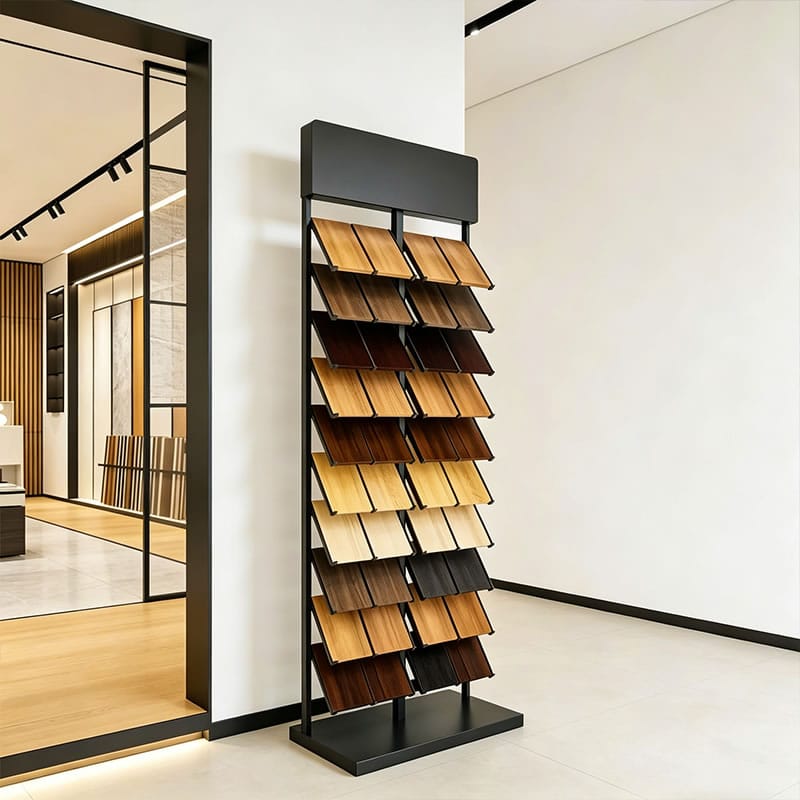 Custom Vertical Stone Display Stand & Wood Flooring Tile Rack - Miland Showcase Custom Vertical Stone Display Stand & Wood Flooring Tile Rack - Miland Showcase