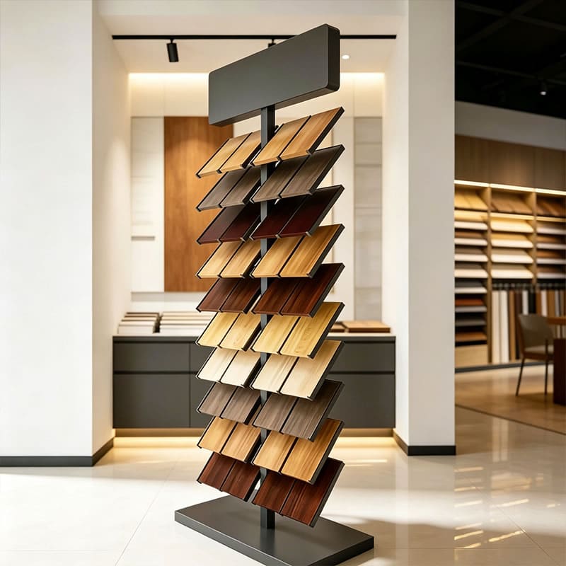 Custom Vertical Stone Display Stand & Wood Flooring Tile Rack - Miland Showcase Custom Vertical Stone Display Stand & Wood Flooring Tile Rack - Miland Showcase