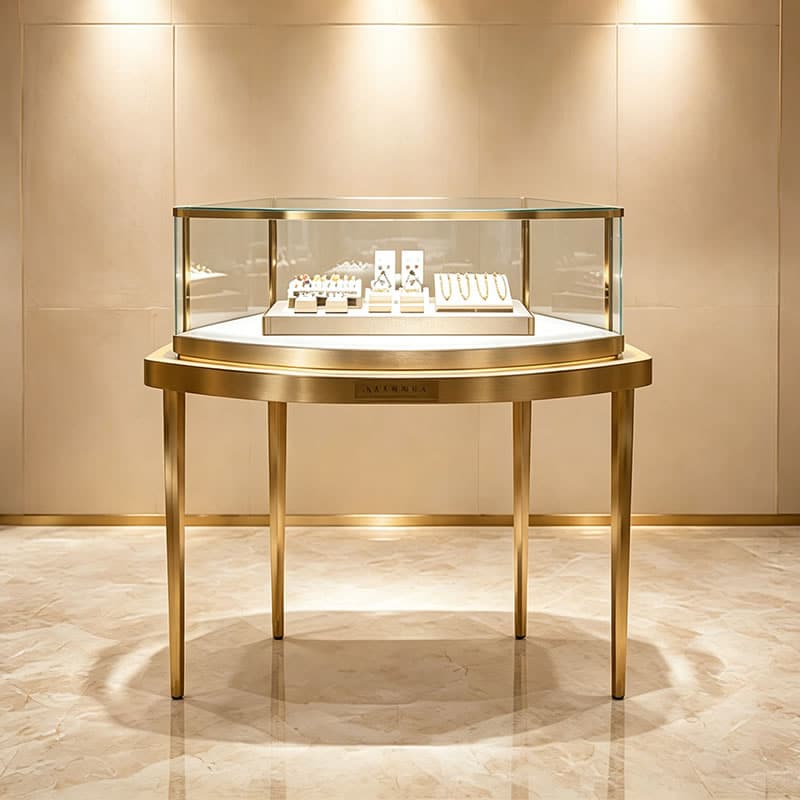 Luxury Octagonal Jewelry Table with Tapered Legs - Miland Showcase Luxury Octagonal Jewelry Table with Tapered Legs - Miland Showcase