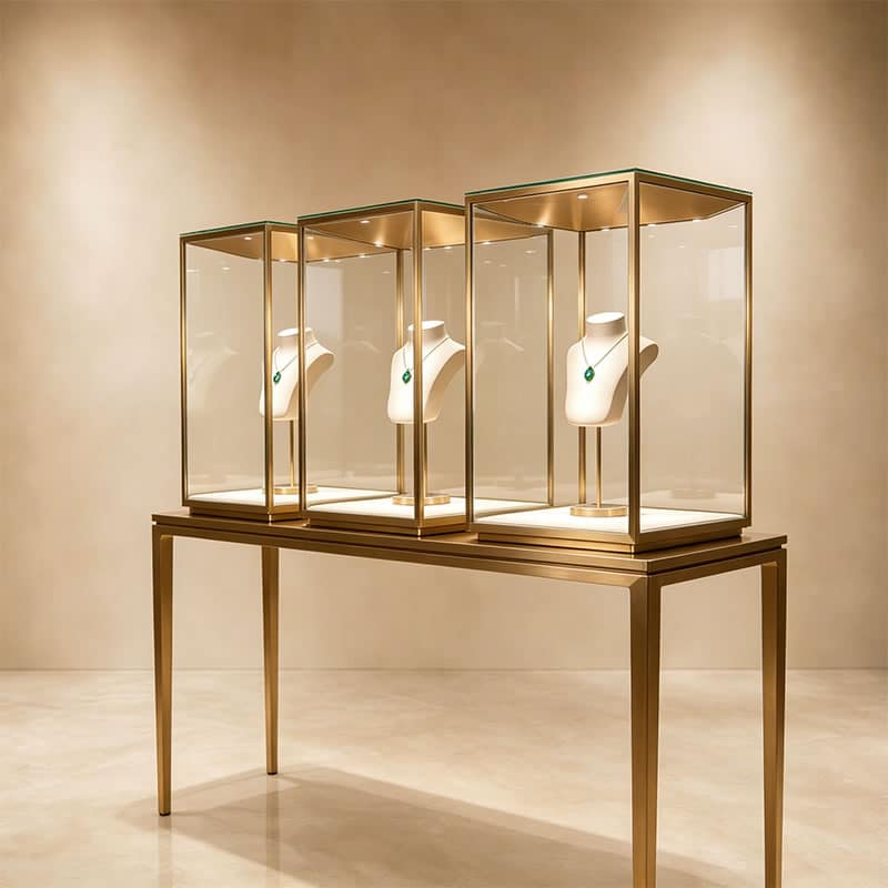 Professional Triple-Cube Jewelry Counter with Slender Legs - Miland Showcase Professional Triple-Cube Jewelry Counter with Slender Legs - Miland Showcase