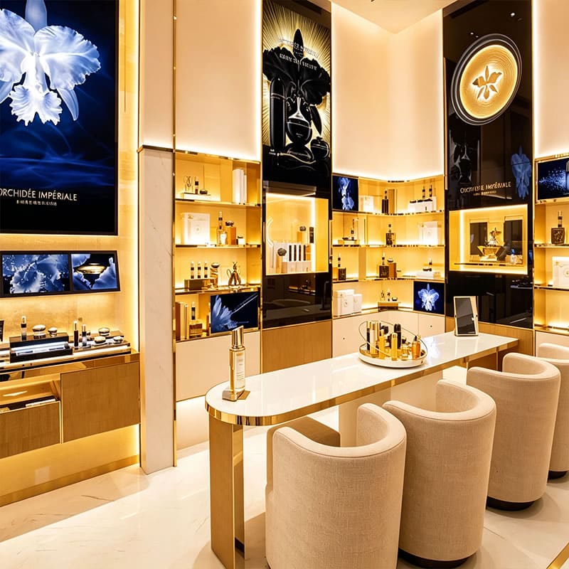 Modern Luxury Fragrance Showcases with Satin Gold Accents - Miland Showcase Modern Luxury Fragrance Showcases with Satin Gold Accents - Miland Showcase