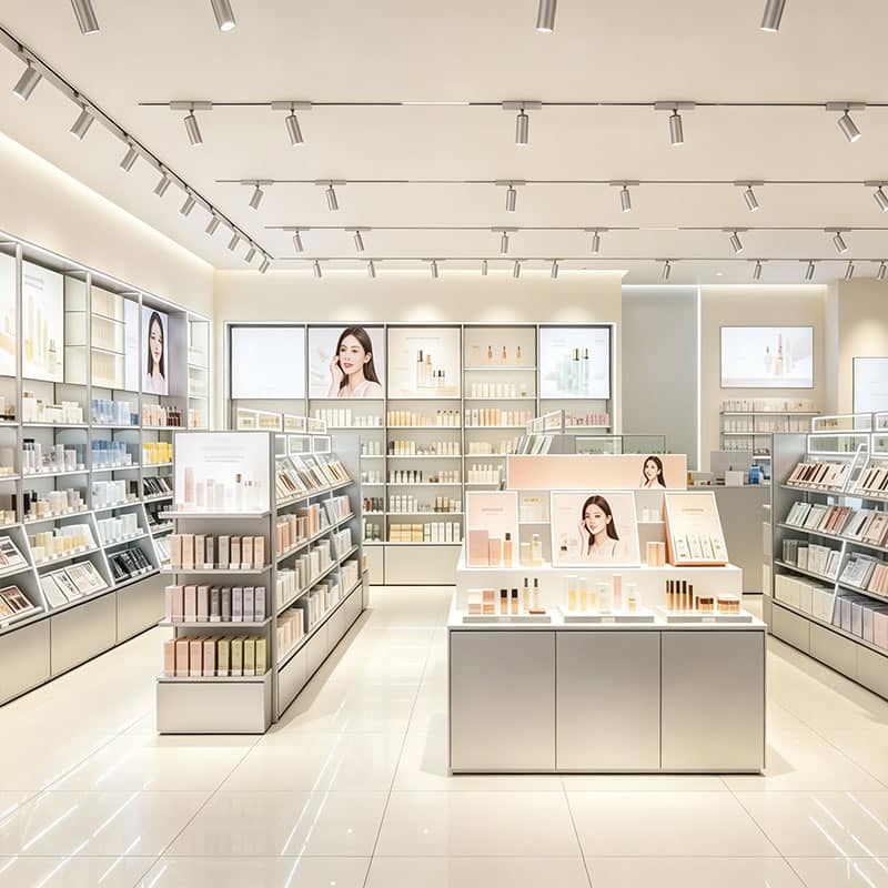 Minimalist Matte Grey Makeup Showcases & Cosmetics Store Fixtures - Miland Showcase Minimalist Matte Grey Makeup Showcases & Cosmetics Store Fixtures - Miland Showcase
