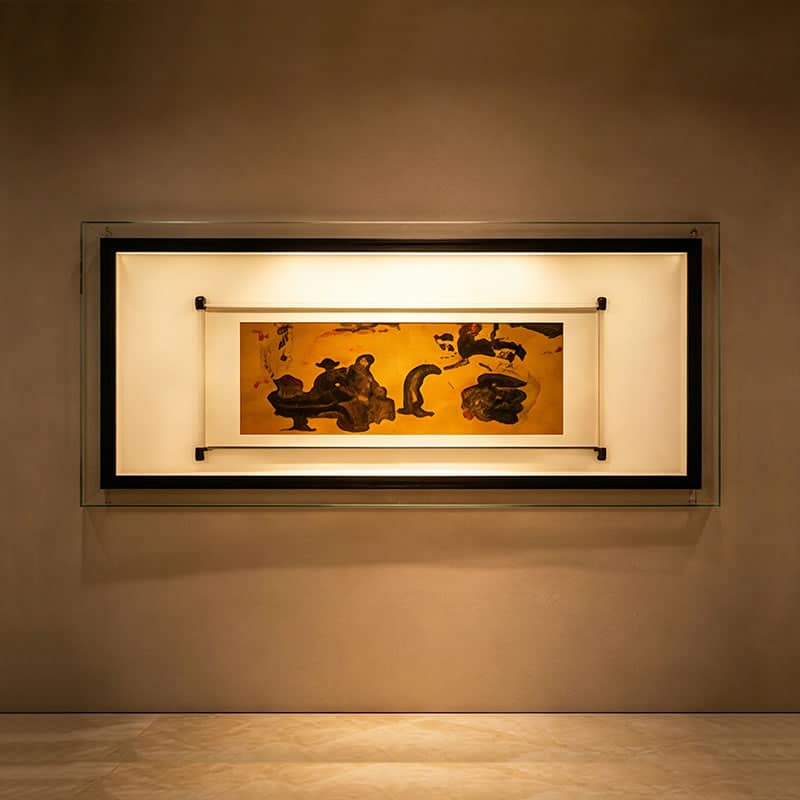 Heritage In-Wall Recessed Museum Showcase with Scroll Suspension Bars - Miland Showcase Heritage In-Wall Recessed Museum Showcase with Scroll Suspension Bars - Miland Showcase
